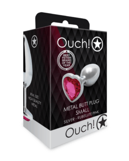 Hartje Gem Buttplug – Klein – Zilver/Rubelliet Roze