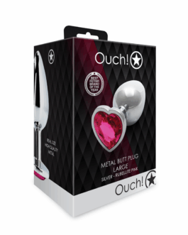 Hartje Gem Buttplug – Groot – Zilver/Rubellite Roze