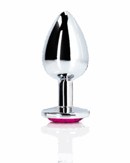 Hartje Gem Buttplug – Groot – Zilver/Rubellite Roze