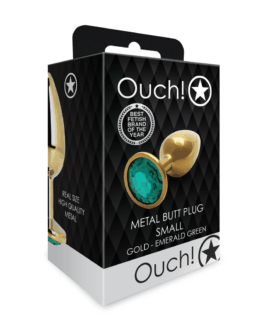 Ronde Edelsteen Butt Plug – Klein – Goud/Emerald Groen