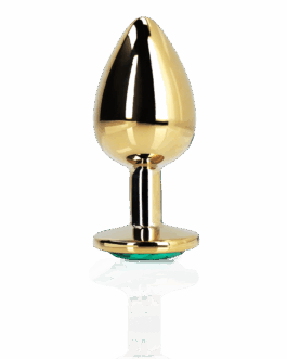 Ronde Edelsteen Butt Plug – Klein – Goud/Emerald Groen