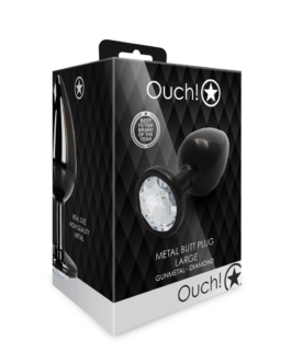 Ronde Edelsteen Butt Plug – Groot – Gunmetal/Diamant