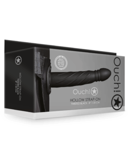 Twisted Hollow Strap-On – 20 cm – Zwart