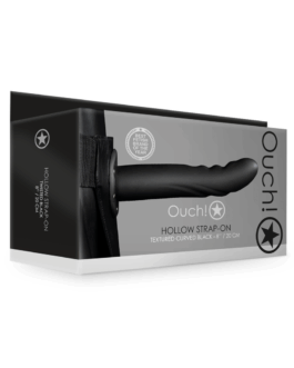 Getextureerde Gebogen Holle Strap-On – 8 / 20 cm – Zwart