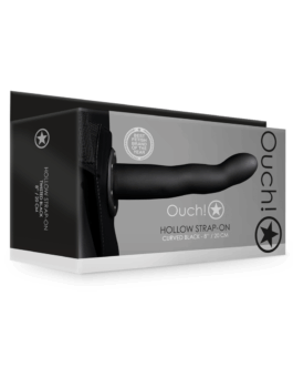 Gebogen Holle Strap-On – 8 / 20 cm – Zwart
