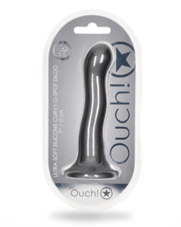 Ultra Soft Silicone Curvy G-Spot Dildo – 7” / 17 cm – Gunmetal