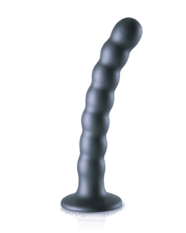 Beaded Silicone G-Spot Dildo – 6.5” / 16,5 cm – Gunmetal