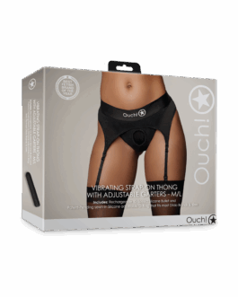 Vibrerende Strap-on Thong met Verstelbare Garter – M/L – Zwart