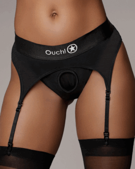 Vibrerende Strap-on Thong met Verstelbare Garter – M/L – Zwart