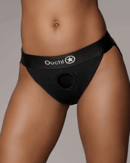 Vibrerende Strap-on Panty Harnas met Open Rug – M/L – Zwart