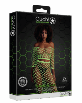 Langsleeve Crop Top en Lange Rok – One Size – Neon Groen