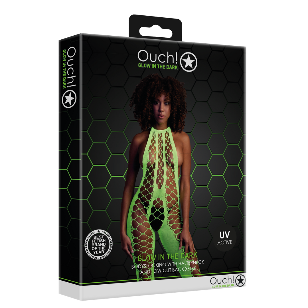 Bodystocking met Halterneck - One Size - Neon Groen - Afbeelding 2