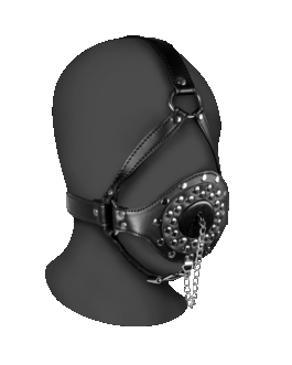 Open Mouth Gag Hoofdharnas met Plug Stopper – Zwart