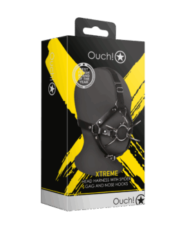Hoofdharnas met Spider Gag en Neus Haken – Zwart