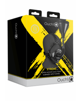 Open Mouth Gag Hoofdband met Trechter – Zwart