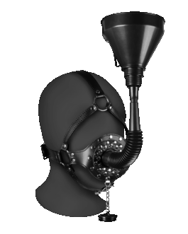 Open Mouth Gag Hoofdband met Trechter – Zwart