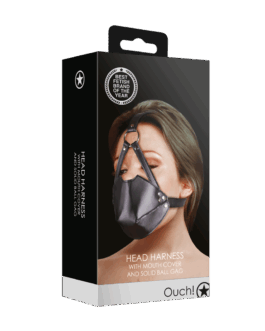 Hoofdharnas met Mondbedekking en Ademend Ball Gag – Zwart