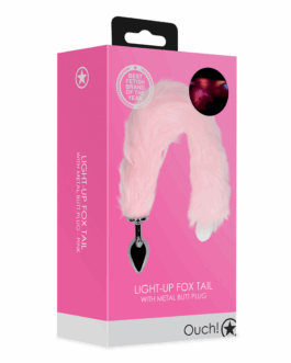 Lichtgevende vossenstaart met metalen buttplug