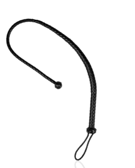 PU leren zweep met knoopdetail – Zwart