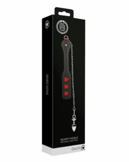 Harten Paddle met Metalen Anaal Plug – Zwart