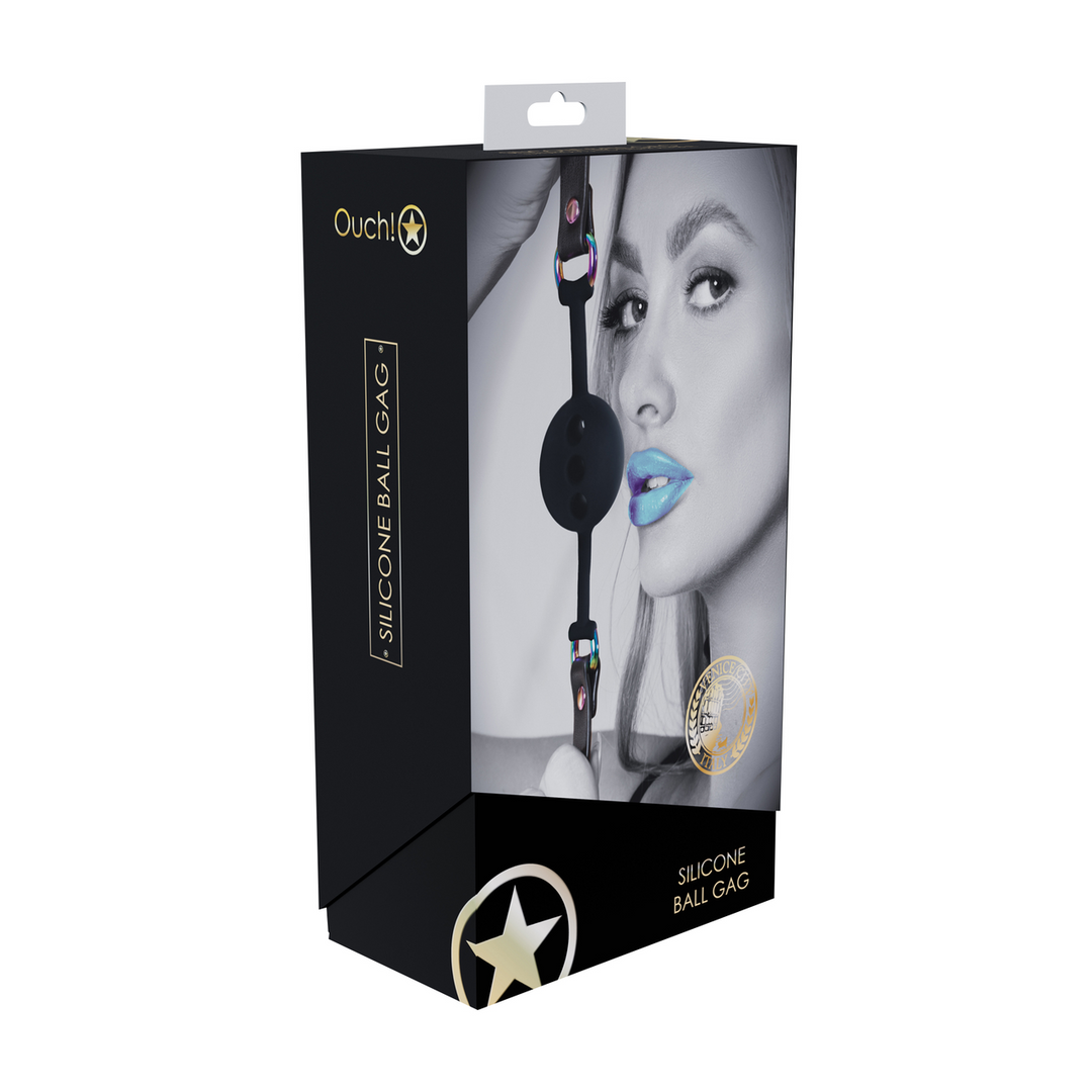 Venice Collectie - Siliconen Ball Gag - Zwart - Afbeelding 2