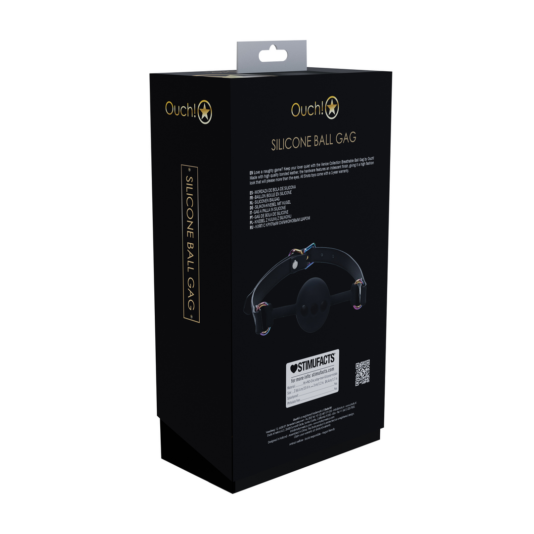 Venice Collectie - Siliconen Ball Gag - Zwart - Afbeelding 3