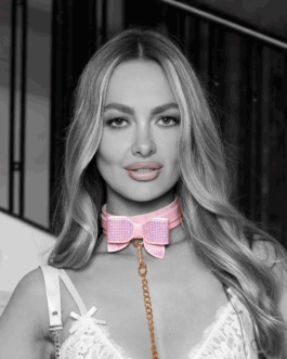 Paris Collectie – Halsband met Leash – Roze