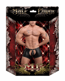 Poseidon – Shorts met Open Kruis en Achterkant met Afneembare String – L/XL – Zwart