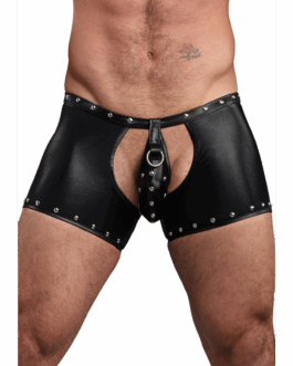 Poseidon – Shorts met Open Kruis en Achterkant met Afneembare String – L/XL – Zwart