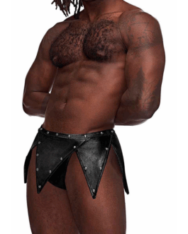 Eros – Gladiator Kilt Ontwerp met een Bevestigde Thong – L/XL – Zwart