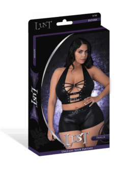 Thalia – Haltertop en Shorts met Ringen en Studs – 2X – Zwart