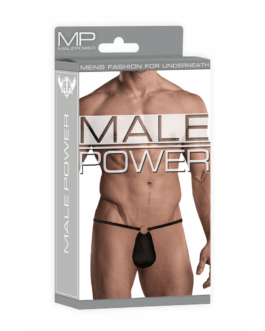 G-string met ring aan de voorkant – One Size – Zwart