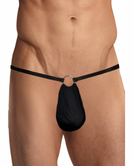 G-string met ring aan de voorkant – One Size – Zwart
