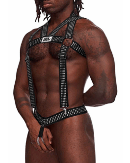 Elastische Harnas met Studs – Eén Maat – Zwart