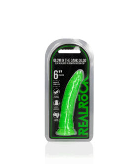 Slanke Realistische Dildo met Zuignap – Glow in the Dark – 6” / 15,5 cm