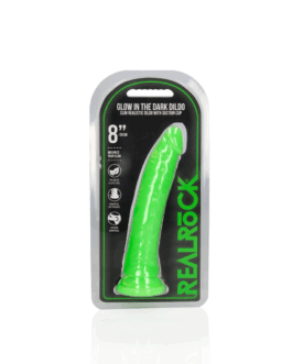 Slank Realistisch Dildo met Zuignap – Glow in the Dark – 8” / 20 cm