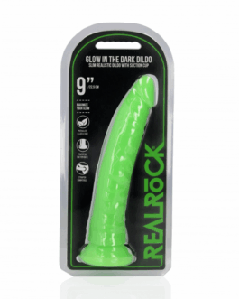 Slanke Realistische Dildo met Zuignap – Glow in the Dark – 9” / 22,5 cm