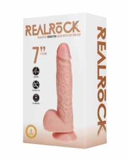 Vibrerende Regelmatige Rechte Penis met Ballen – 7 / 18 cm – Vlees