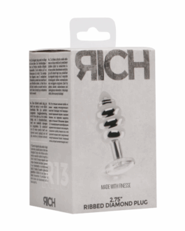 Ribbed Diamond Plug – 2.8 / 7 cm – Silver