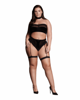 Ananke XII – Drie Delen met Choker, Bandeau Top en Pantie met Garters – Plus Size