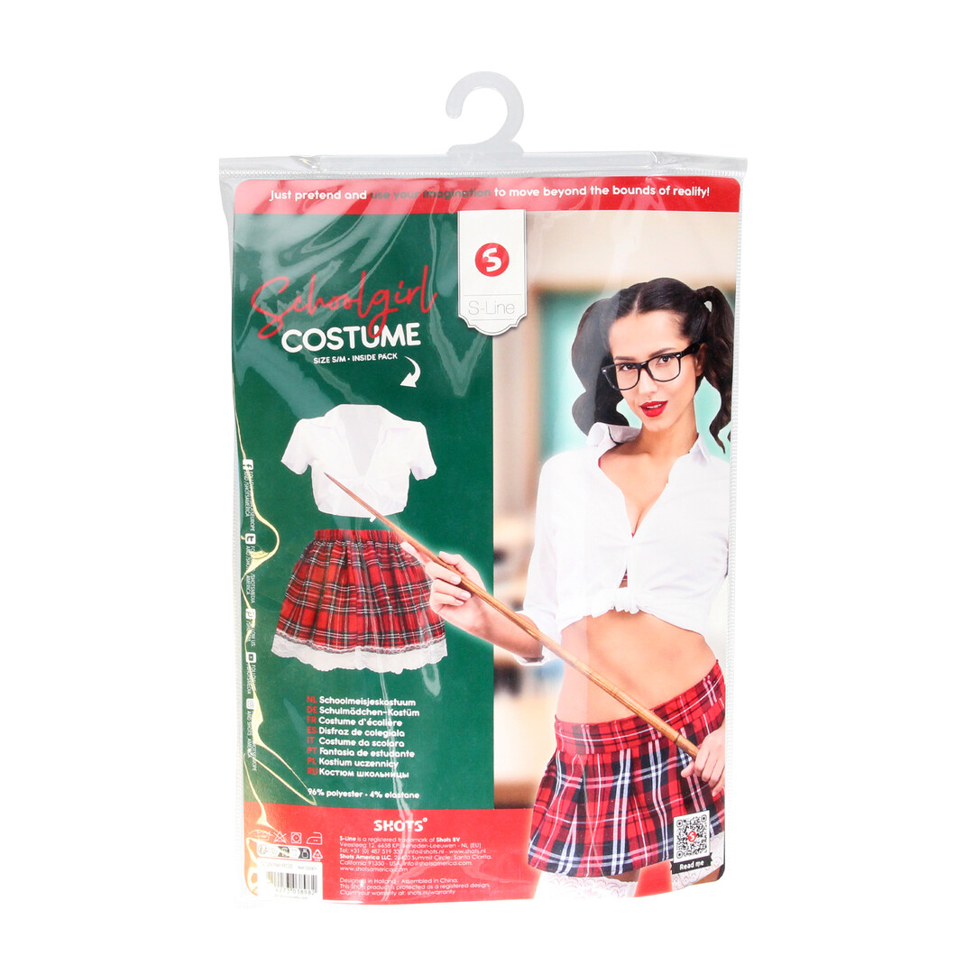 Schoolgirl Kostuum - S/M - Wit - Afbeelding 2