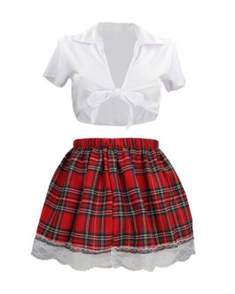 Schoolgirl Kostuum – S/M – Wit