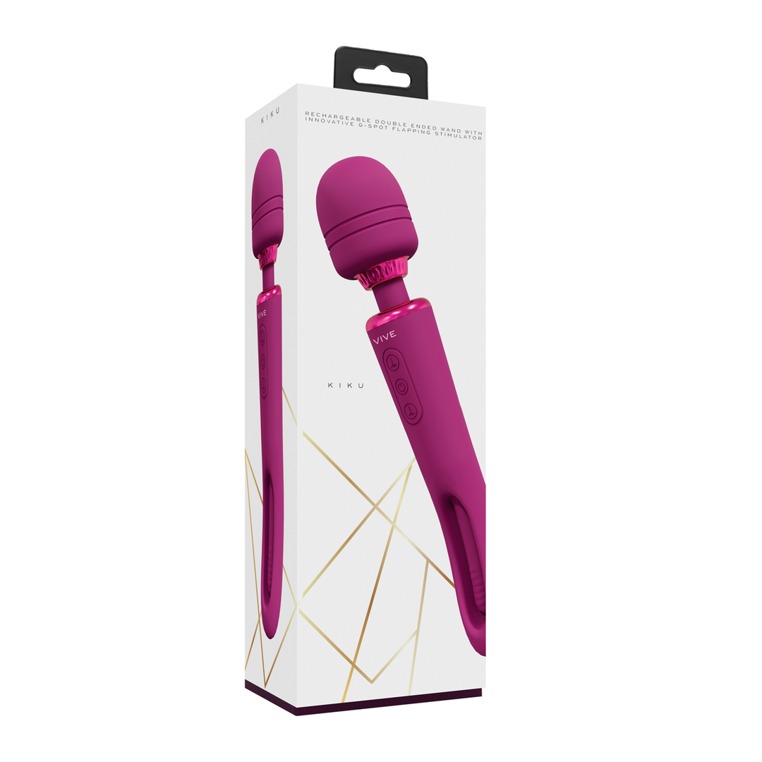 Kiku - Dubbelzijdige Wand met Innovatieve G-Spot Flapper Stimulator - Roze - Afbeelding 2