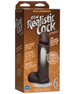 Realistische Cock met Ballen – Verwijderbare VacULock Zuignap – ULTRASKYN – 6 / 16,5 cm – Chocolade