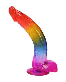 Realistische Cock met Ballen – 9,5 / 24,1 cm – Regenboog
