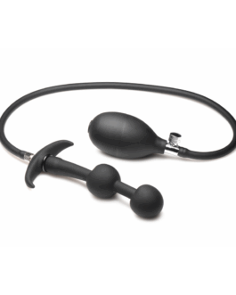 Ass Rattler – Gewogen Opblaasbare Siliconen Anale Plug – Zwart