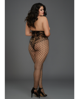 Open-Cup Bodystocking – Plus Size – Zwart