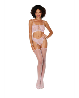 Bralette en Garter Hose Diamond – One Size – Roze