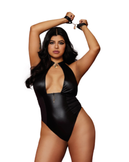 Fetish Teddy en Restraints Diamond – Plus Size – Zwart