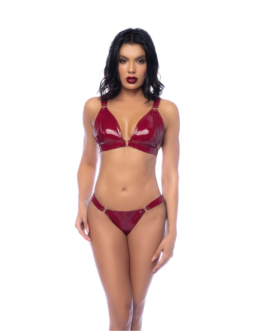 Twee-delig Bh-set – L – Glanzend Wijnrood